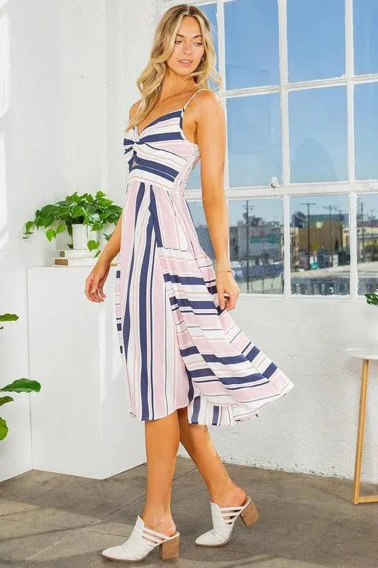 Cut Out Stripe Dress - Whatever You Like Shop