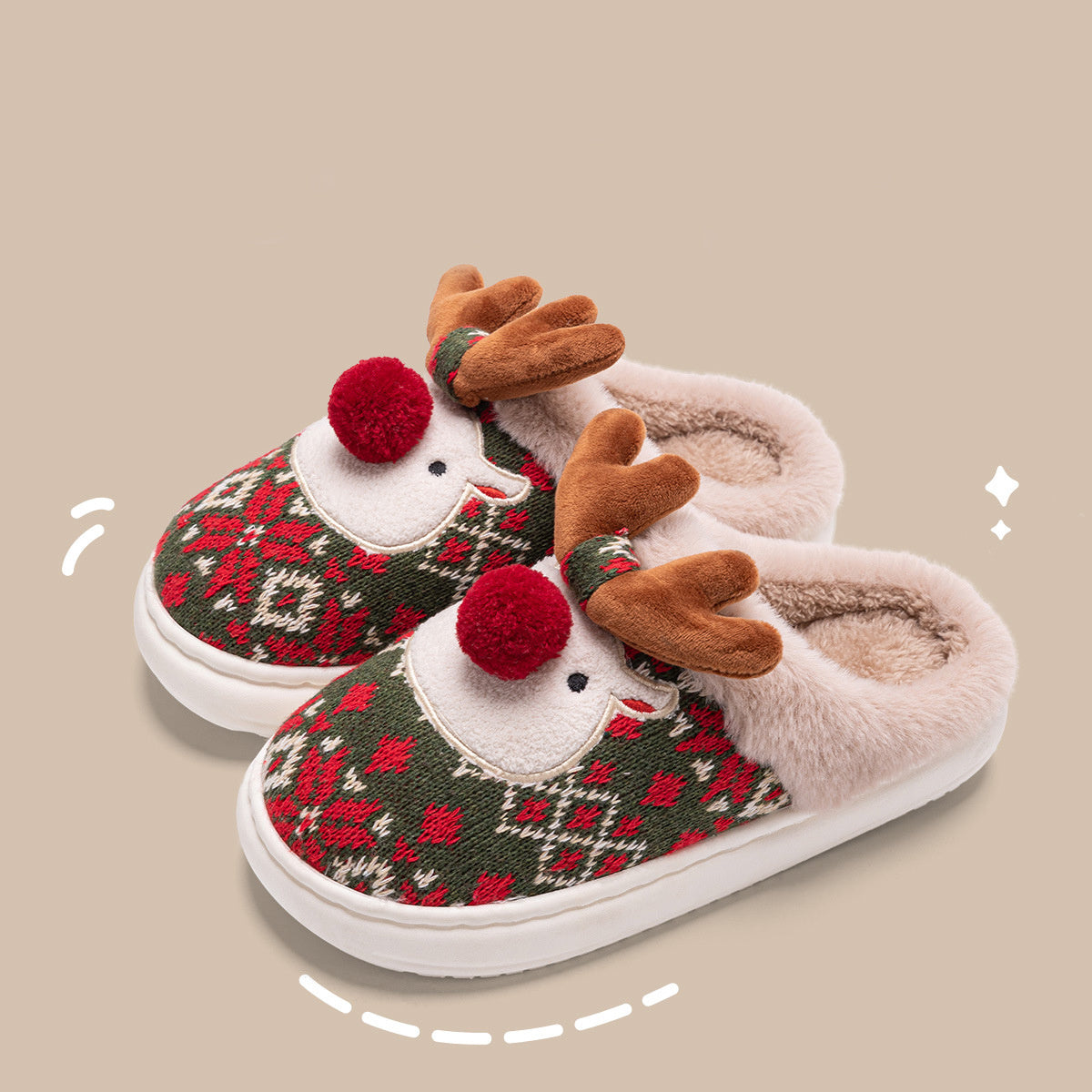 Cute Christmas Elk Slippers - Whatever You Like Shop