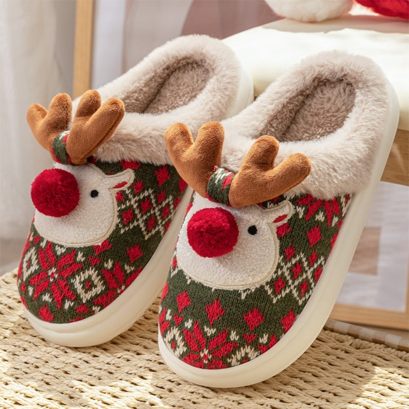 Cute Christmas Elk Slippers - Whatever You Like Shop