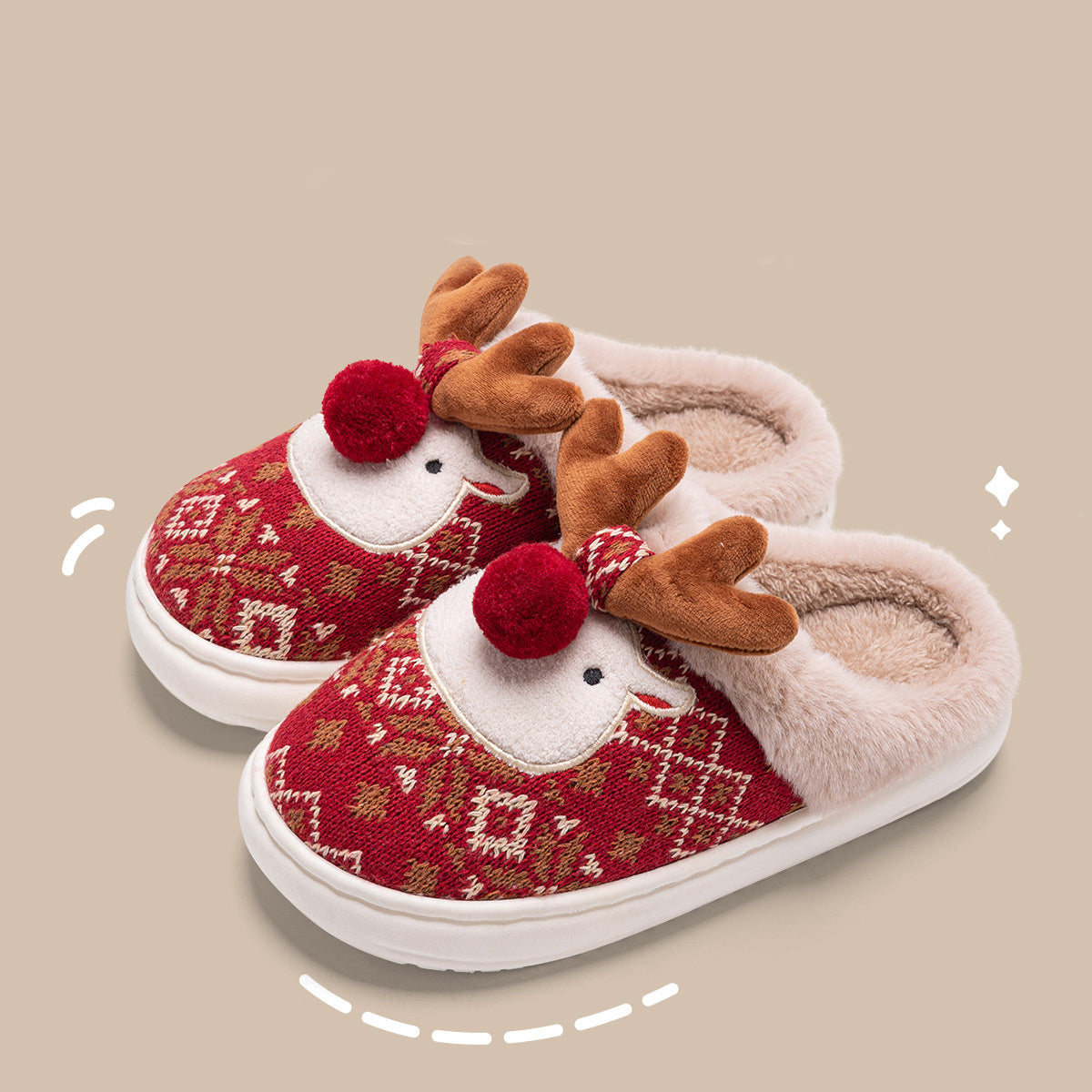 Cute Christmas Elk Slippers - Whatever You Like Shop