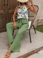 Printed Tank Top and Wide Leg Pants Set - Whatever You Like Shop