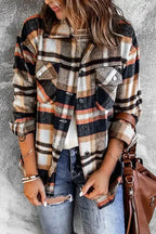 Plaid Pocketed Button Front Shacket - Whatever You Like Shop