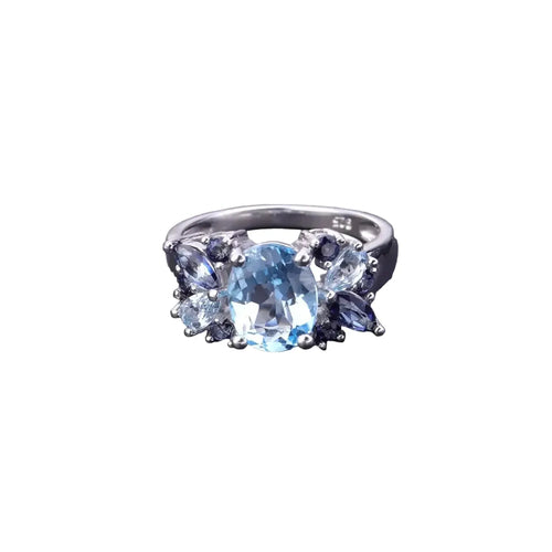 925 Silver Inlaid Natural Topaz Ring - Whatever You Like Shop