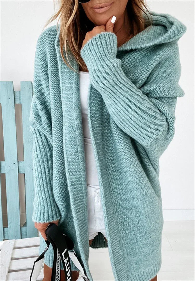 Oversized Bat Sleeve Hooded Cardigan - Whatever You Like Shop