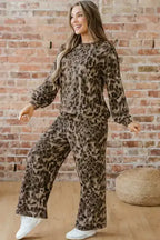 Leopard Patchwork Pullover and Drawstring Pant Set - Whatever You Like Shop