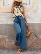 Printed Tank Top and Wide Leg Pants Set - Whatever You Like Shop
