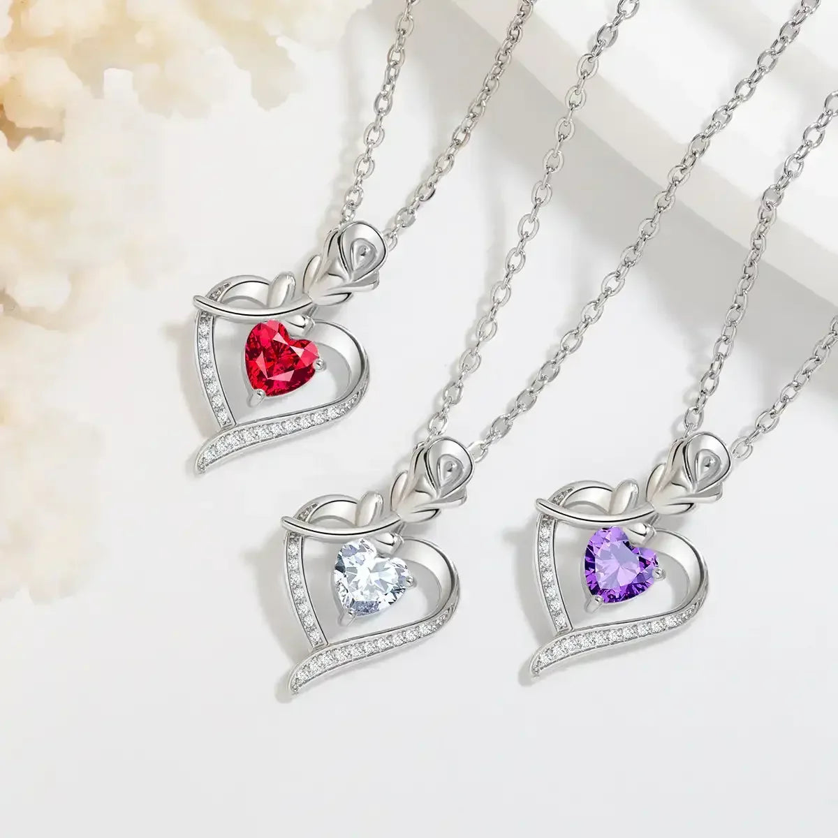 Rose Heart shaped Necklace With Rhinestones - Whatever You Like Shop