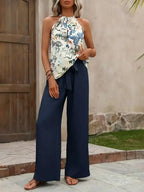Printed Tank Top and Wide Leg Pants Set - Whatever You Like Shop