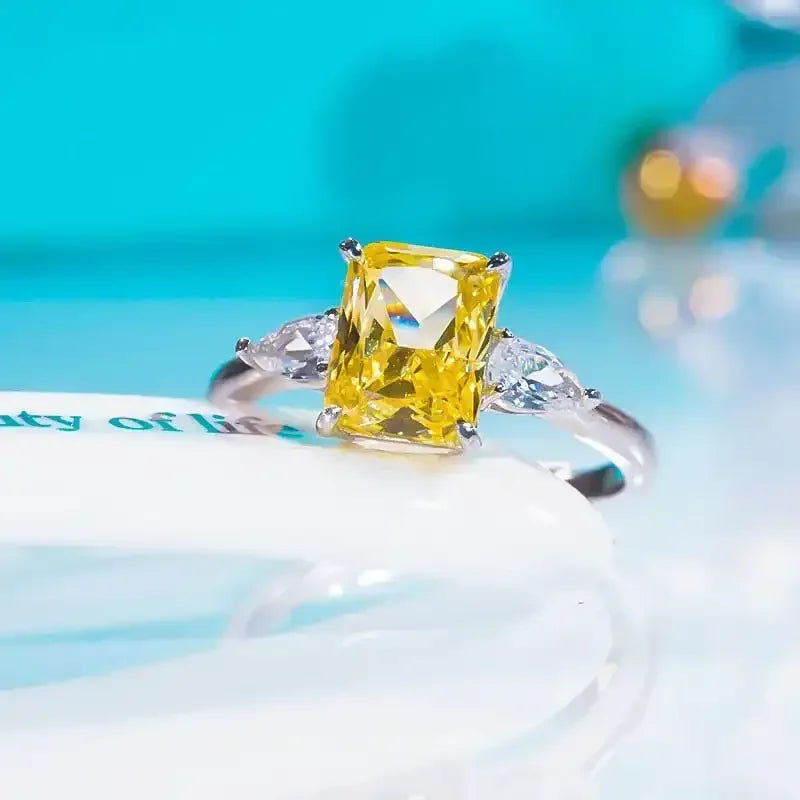 925 Colorful Rectangular Rhinestone Ring - Whatever You Like Shop