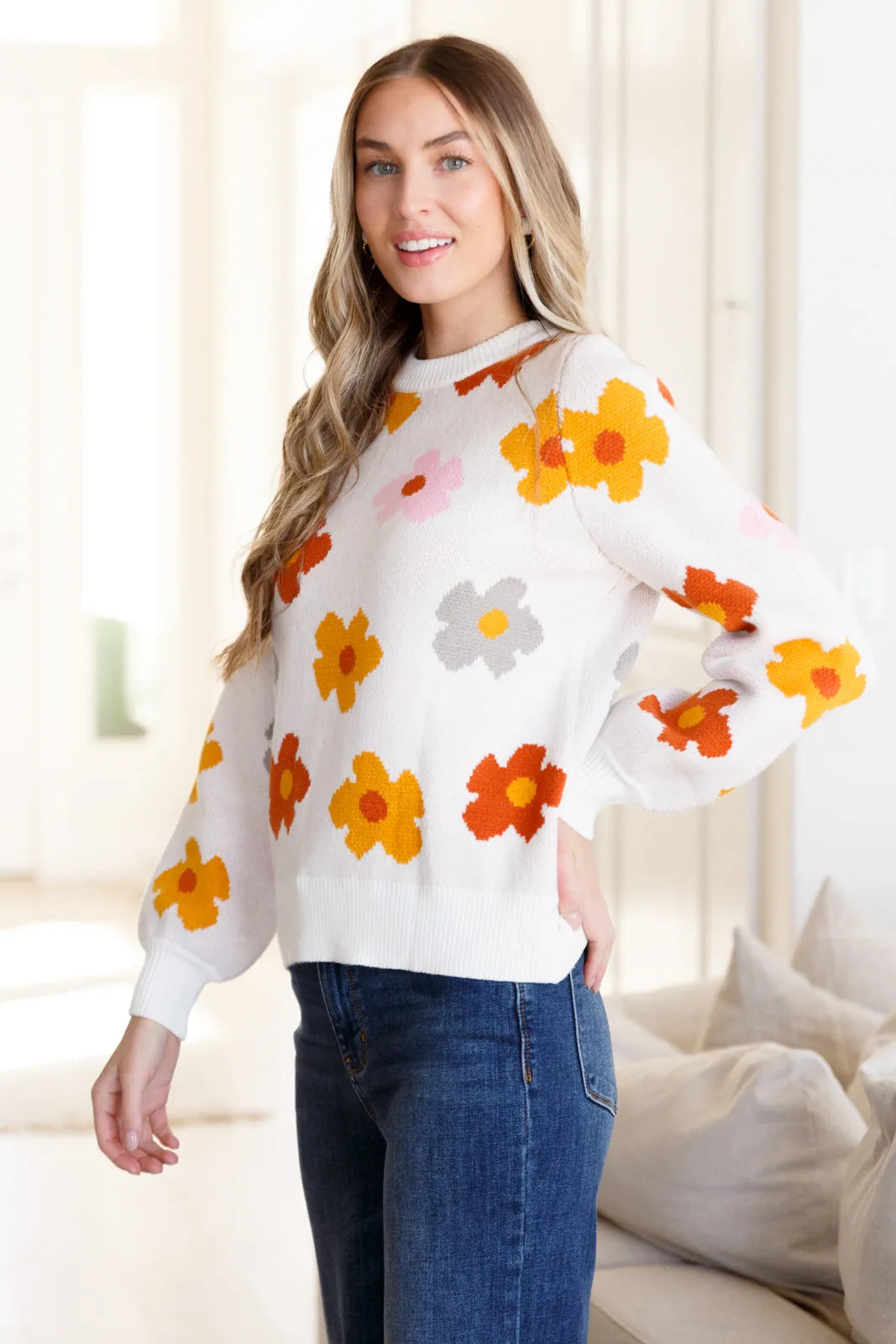 Falling Flowers Floral Sweater - Whatever You Like Shop