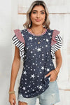 Flag Stripe Ruffle Sleeve Star Shirt USA - Whatever You Like Shop