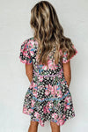 Floral Embellished Tiered Mini Dress - Whatever You Like Shop