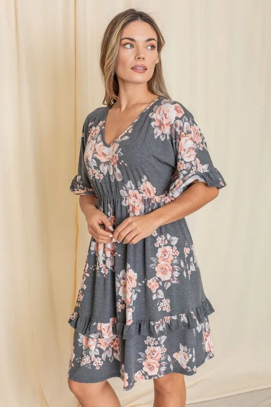 Floral Ruffle Dress - Whatever You Like Shop