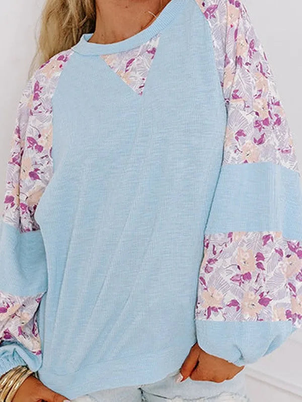 Floral Stitch Balloon Pullover - Whatever You Like Shop