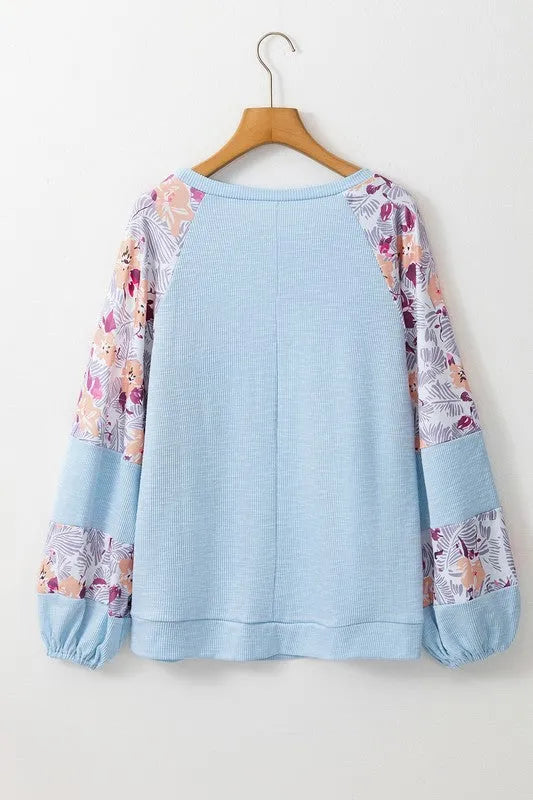 Floral Stitch Balloon Pullover - Whatever You Like Shop