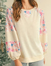 Floral Stitch Balloon Pullover - Whatever You Like Shop