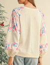 Floral Stitch Balloon Pullover - Whatever You Like Shop