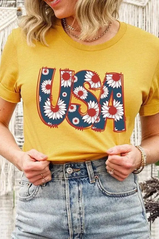 Floral USA Graphic T Shirts - Whatever You Like Shop