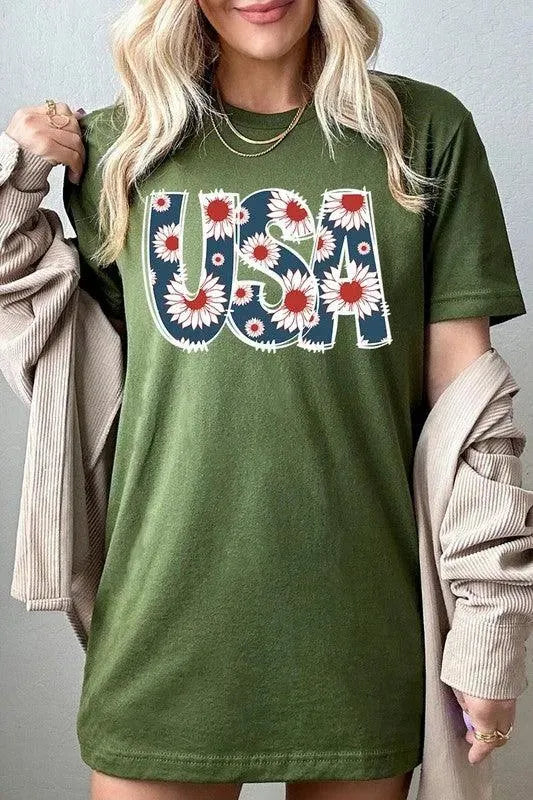 Floral USA Graphic T Shirts - Whatever You Like Shop