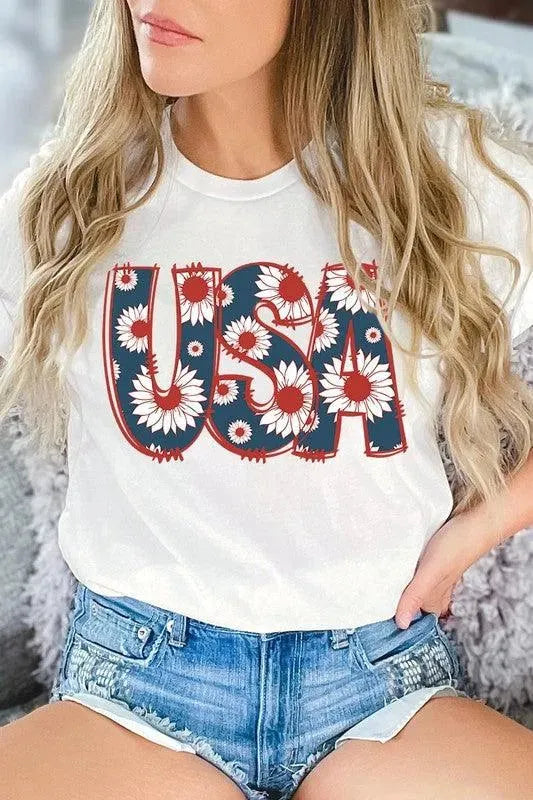 Floral USA Graphic T Shirts - Whatever You Like Shop