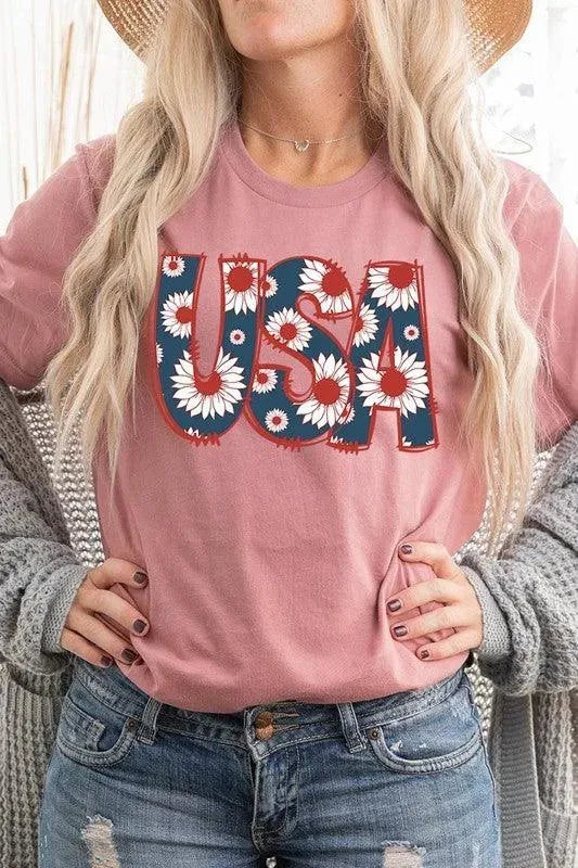 Floral USA Graphic T Shirts - Whatever You Like Shop