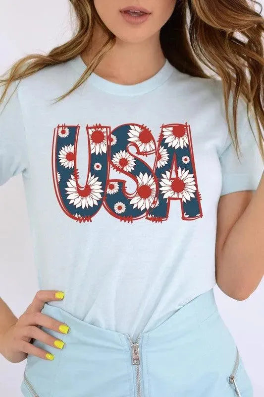 Floral USA Graphic T Shirts - Whatever You Like Shop