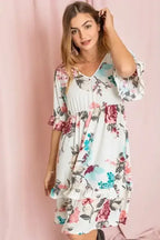Floral V-Neck Ruffle Dress - Whatever You Like Shop