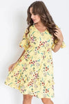 Floral V Neck Ruffle Dress - Whatever You Like Shop