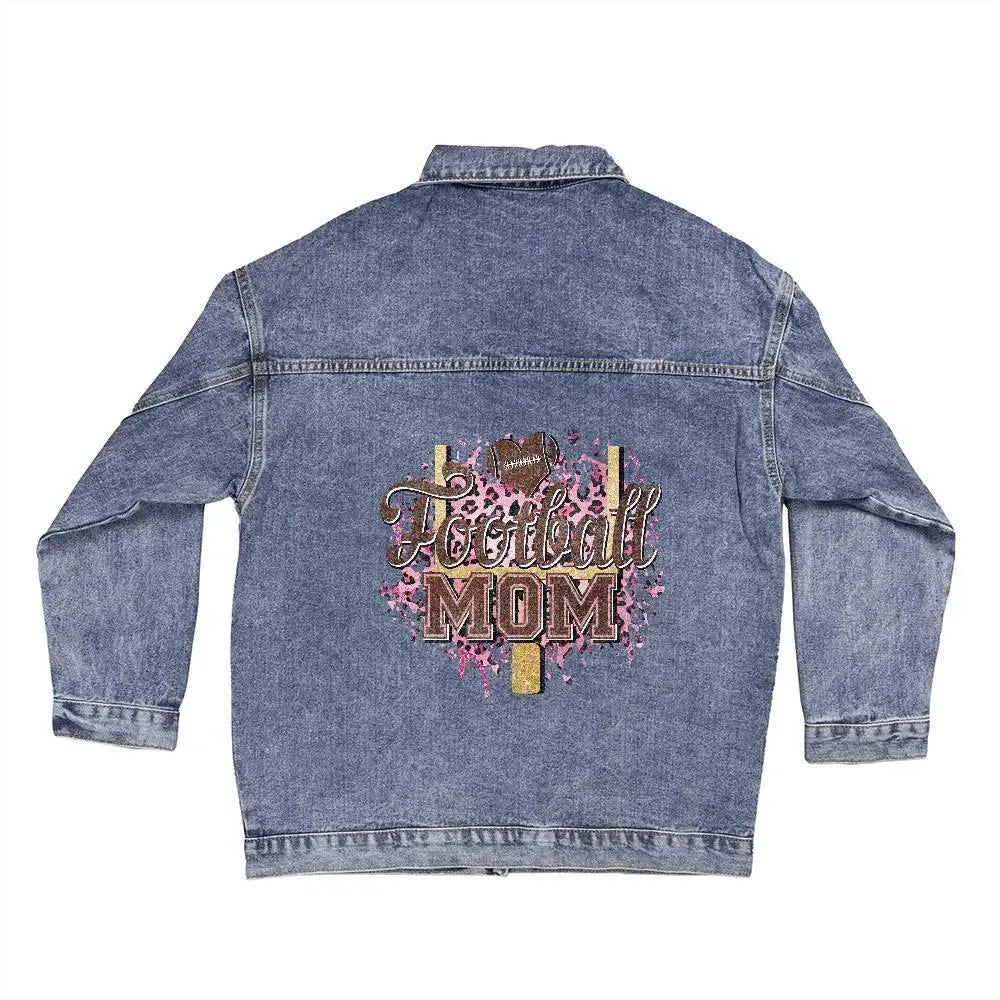 Football Mom Oversized Women's DTG Denim Jacket - Whatever You Like Shop