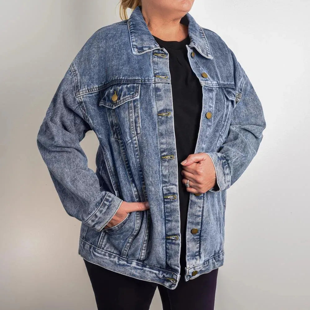 Football Mom Oversized Women's DTG Denim Jacket - Whatever You Like Shop