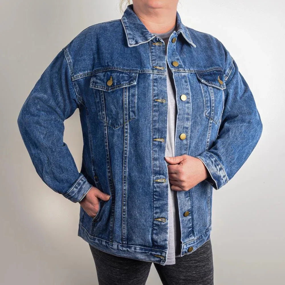 Football Mom Oversized Women's DTG Denim Jacket - Whatever You Like Shop