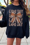 Game Day Football Bow Graphic Fleece Sweatshirts - Whatever You Like Shop