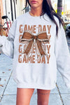 Game Day Football Bow Graphic Fleece Sweatshirts - Whatever You Like Shop