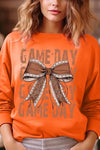 Game Day Football Bow Graphic Fleece Sweatshirts - Whatever You Like Shop