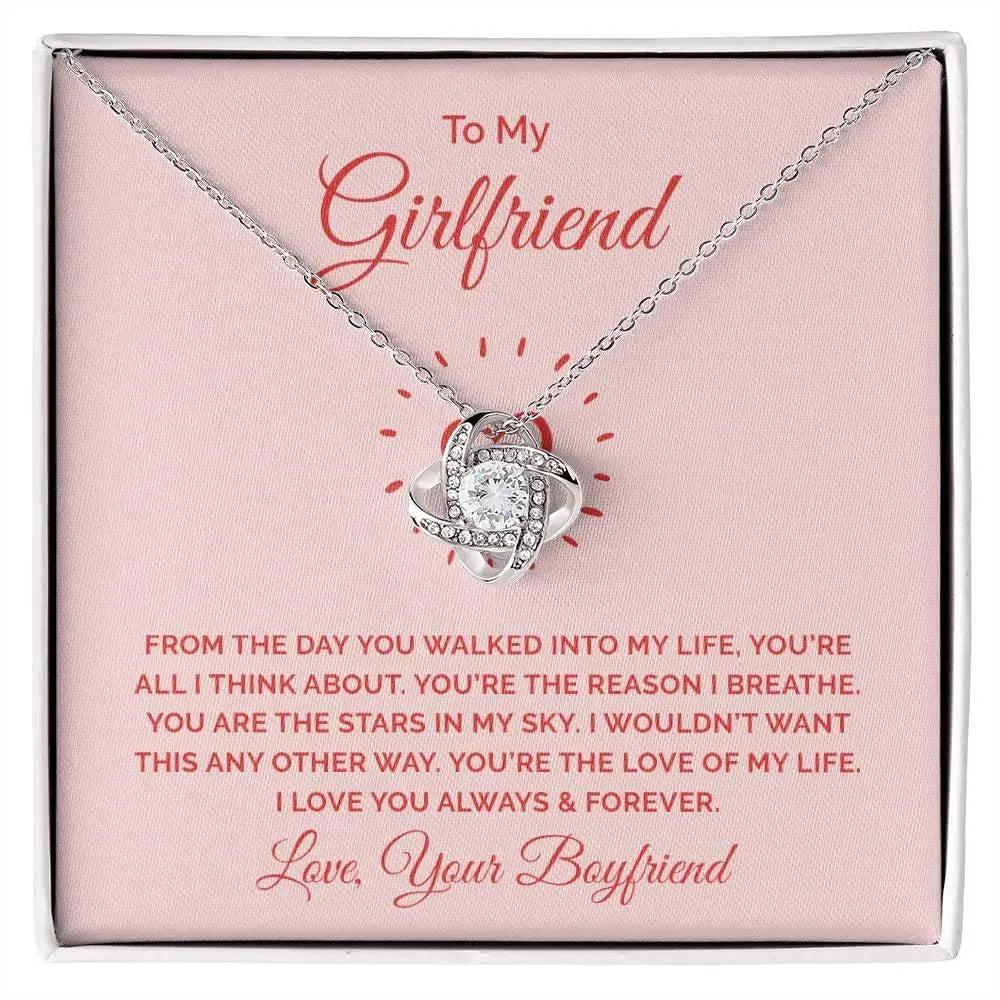 Gifts for Girlfriend: Love Knot Necklace with Personalized Message Card - Whatever You Like Shop