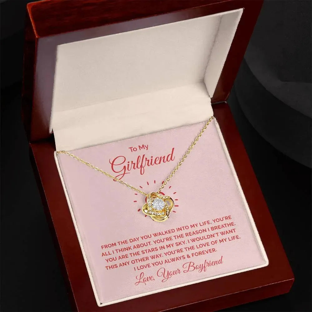 Gifts for Girlfriend: Love Knot Necklace with Personalized Message Card - Whatever You Like Shop