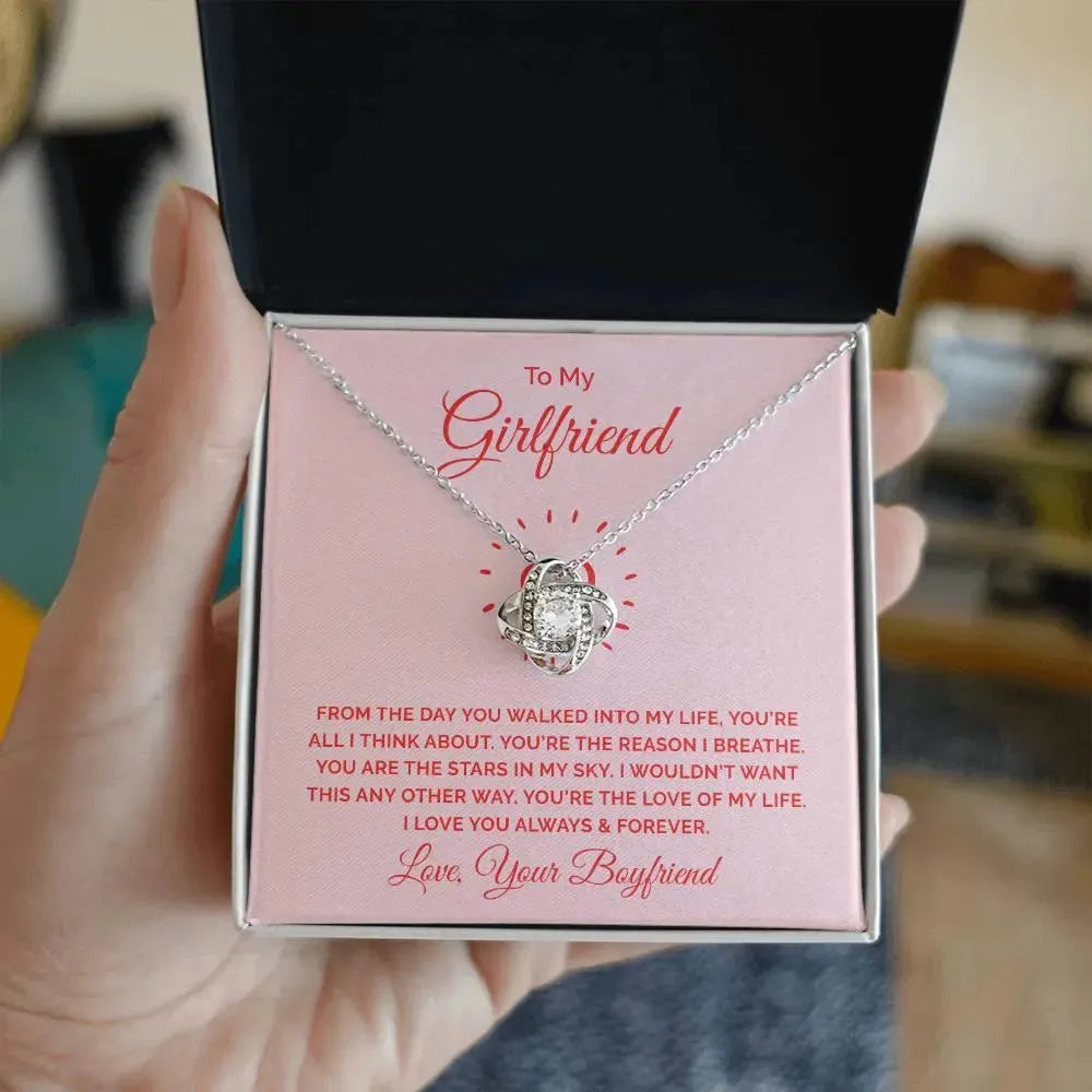 Gifts for Girlfriend: Love Knot Necklace with Personalized Message Card - Whatever You Like Shop