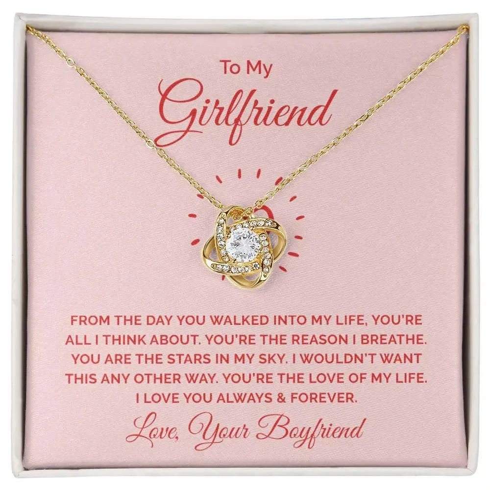 Gifts for Girlfriend: Love Knot Necklace with Personalized Message Card - Whatever You Like Shop