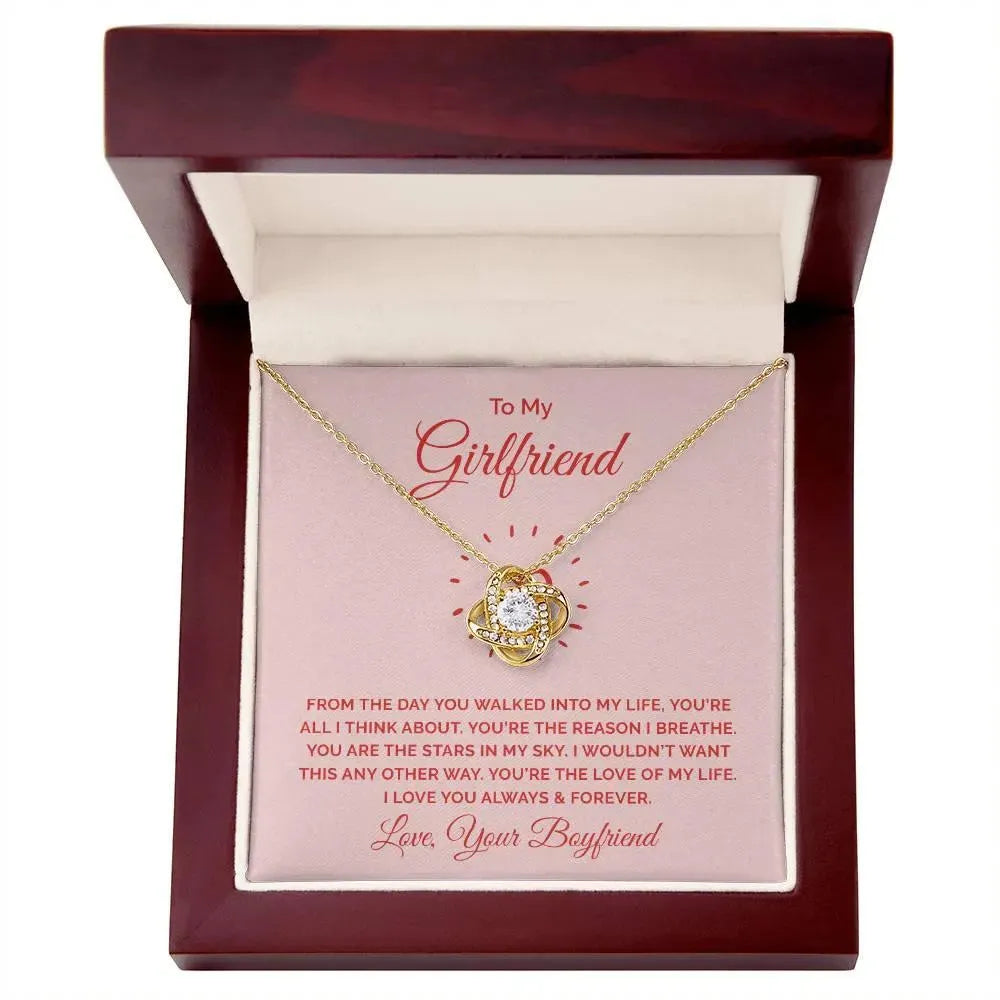 Gifts for Girlfriend: Love Knot Necklace with Personalized Message Card - Whatever You Like Shop