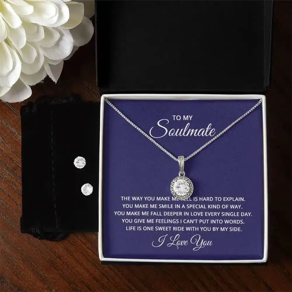 Gifts for Soulmate: Sparkling Eternal Hope Necklace and Earring Set - Whatever You Like Shop