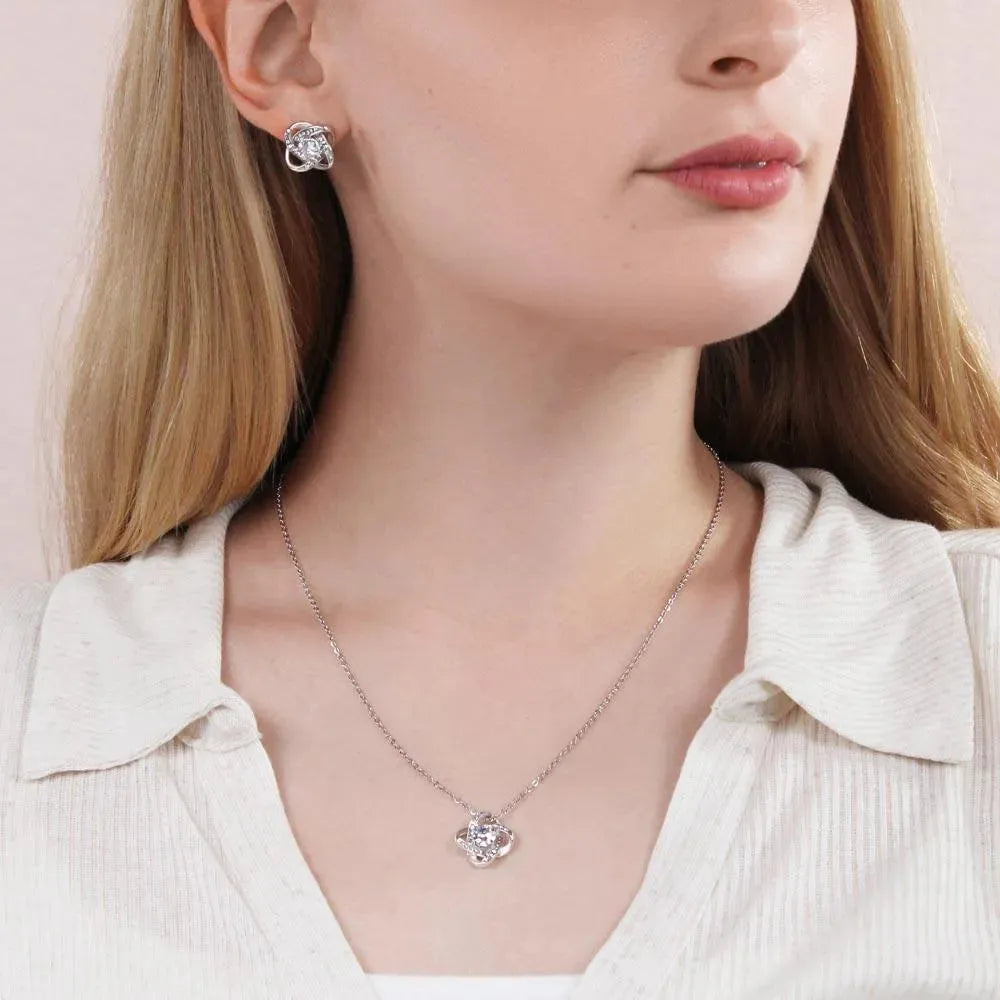 Gifts for Wife: Love Knot Necklace and Earring Set - Whatever You Like Shop