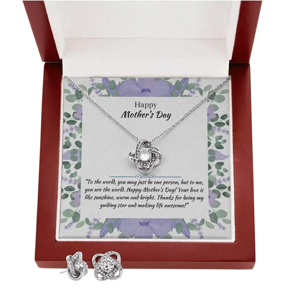 Happy Mother's Day Love Knot Earring & Necklace Set - Whatever You Like Shop