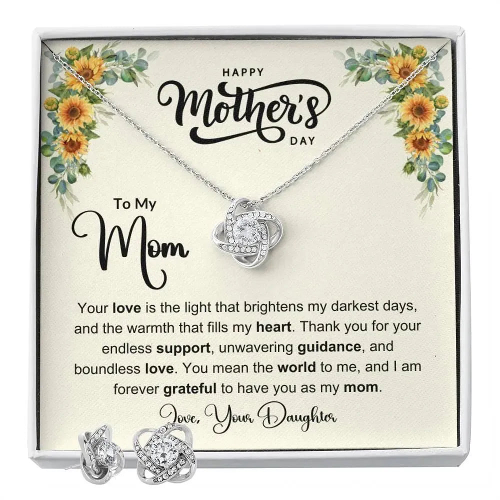 Happy Mother's Day Love Knot Earring & Necklace - Whatever You Like Shop