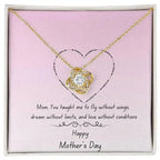 Happy Mother's Day Love Knot Necklace in Yellow or White Gold - Whatever You Like Shop