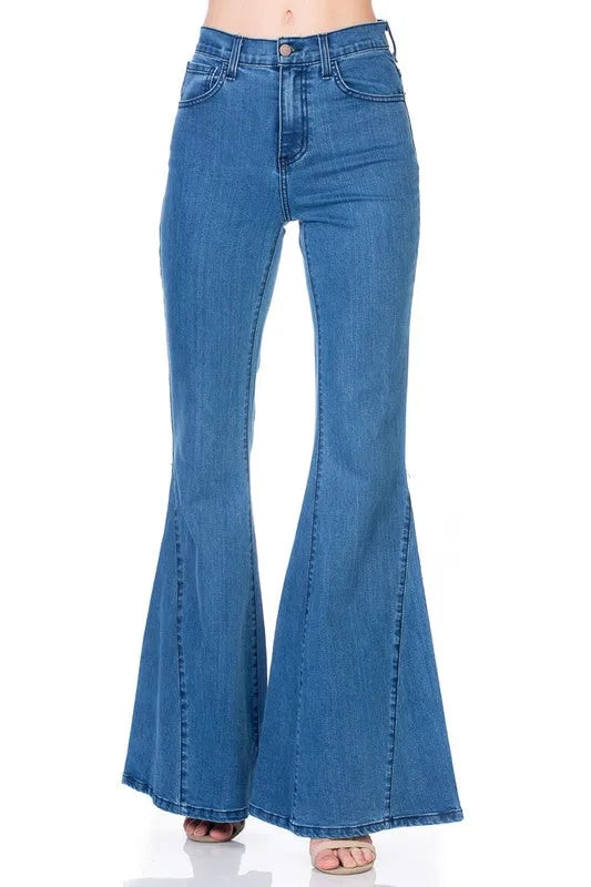 High Waist Denim flare Wide Leg bell bottom jeans - Whatever You Like Shop