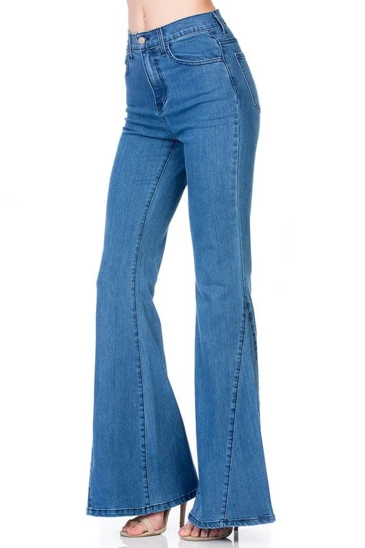 High Waist Denim flare Wide Leg bell bottom jeans - Whatever You Like Shop