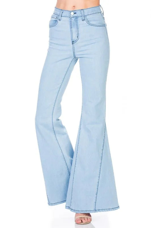 High Waist Denim flare Wide Leg bell bottom jeans - Whatever You Like Shop