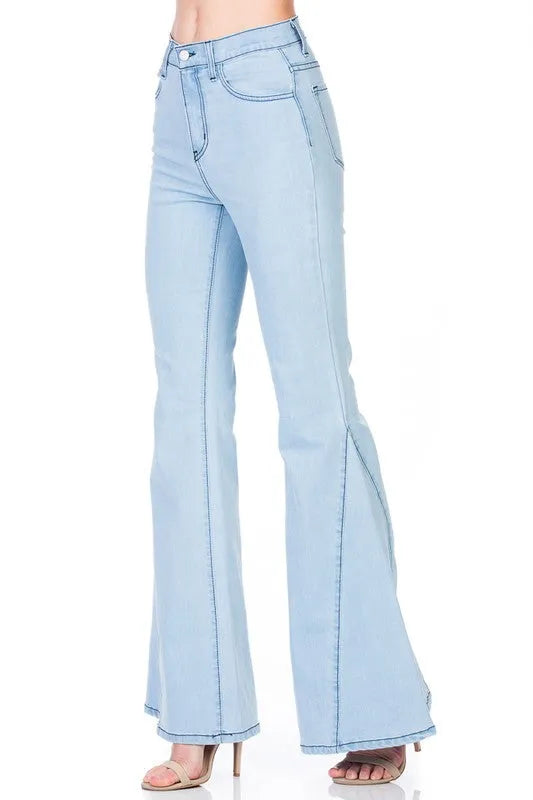 High Waist Denim flare Wide Leg bell bottom jeans - Whatever You Like Shop