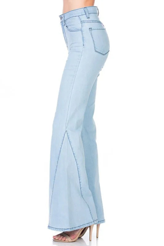 High Waist Denim flare Wide Leg bell bottom jeans - Whatever You Like Shop