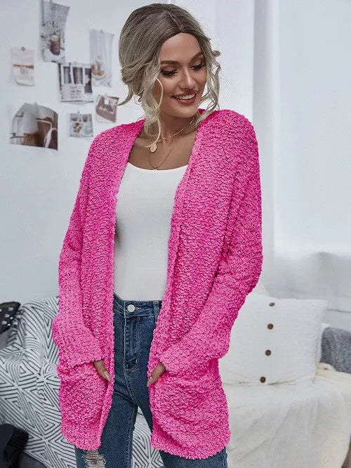 Hot Pink Knit Open Cardigan - Whatever You Like Shop